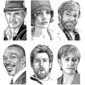 Randy Glass - Caricature, Celebrities, Editorial, Entertainment, Etching, Humorous, Ink, Men, People, Portrait, Portraiture, Women