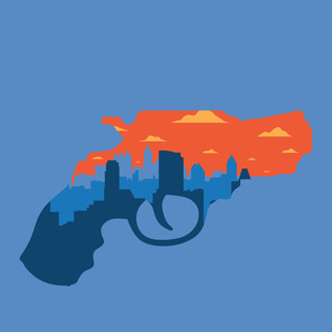 Federico Gastaldi - America, Buildings, City, Cityscape, Crime, Criminal, Danger, Gun, Gun Control, Mass Shooting, New York, Poster, Silhouette, Skyline, Violence