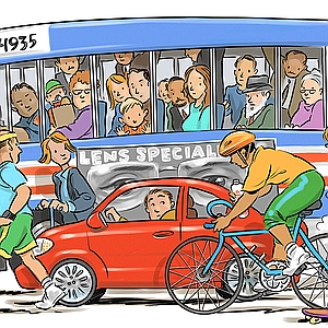 Tim Foley - Cartoon, Environmental, Humor, Humorous, Humorous/Comic, Line & Wash, People, Transportation, Travel/Transportation, Whimsical