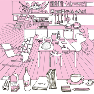 Anna Sutor - Animals, Digital, Dining, Humor, Humorous/Comic, Interiors, Lifestyle, Line, Line with Color, Pen & Ink, Whimsical