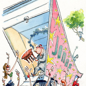 Michael Witte - Cartoon, Editorial, Home, Humor, Humorous, Humorous/Comic, Line with Color, Pen & Ink, People, Transportation, Watercolor
